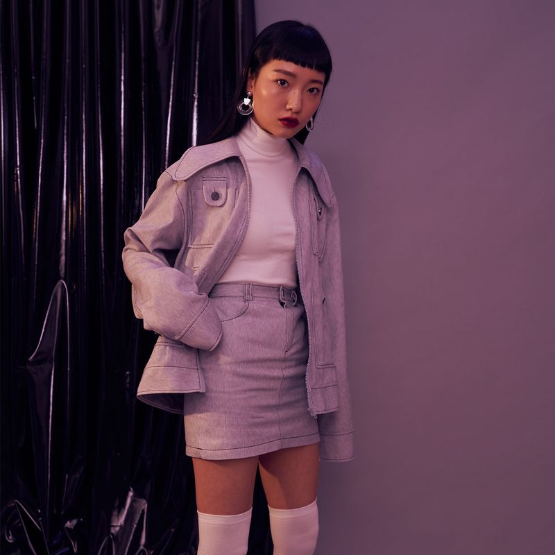 WHITE denim skirt