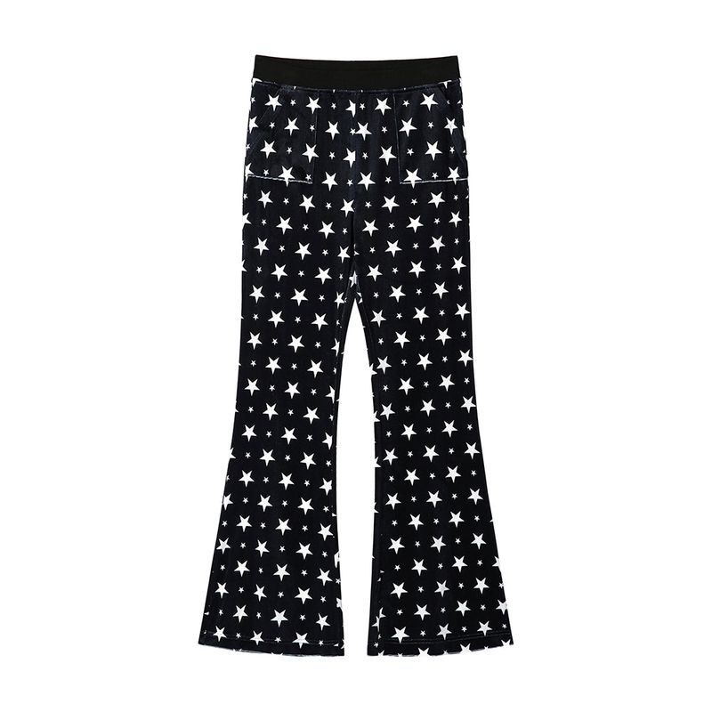 スターリーベルベットブーツカットパンツ - BLACK