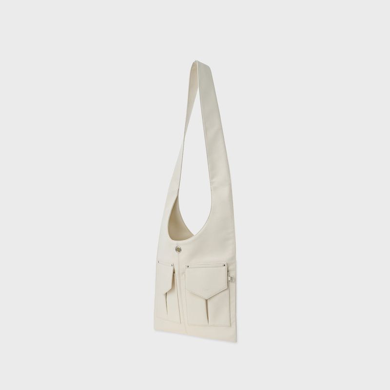Leather 2 Pocket Flat Bag Set (White)