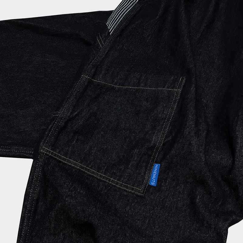 stripe patch denim pants_black