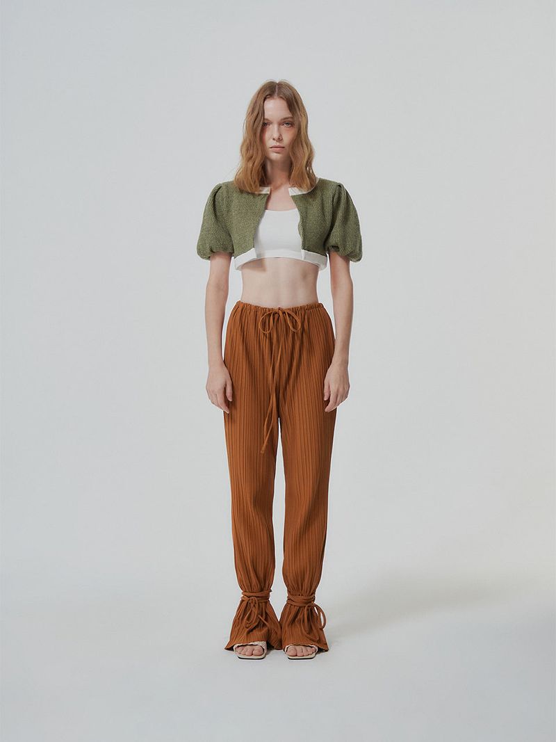 PLEATS ANKLE STRAP PANTS (2 COLOR)