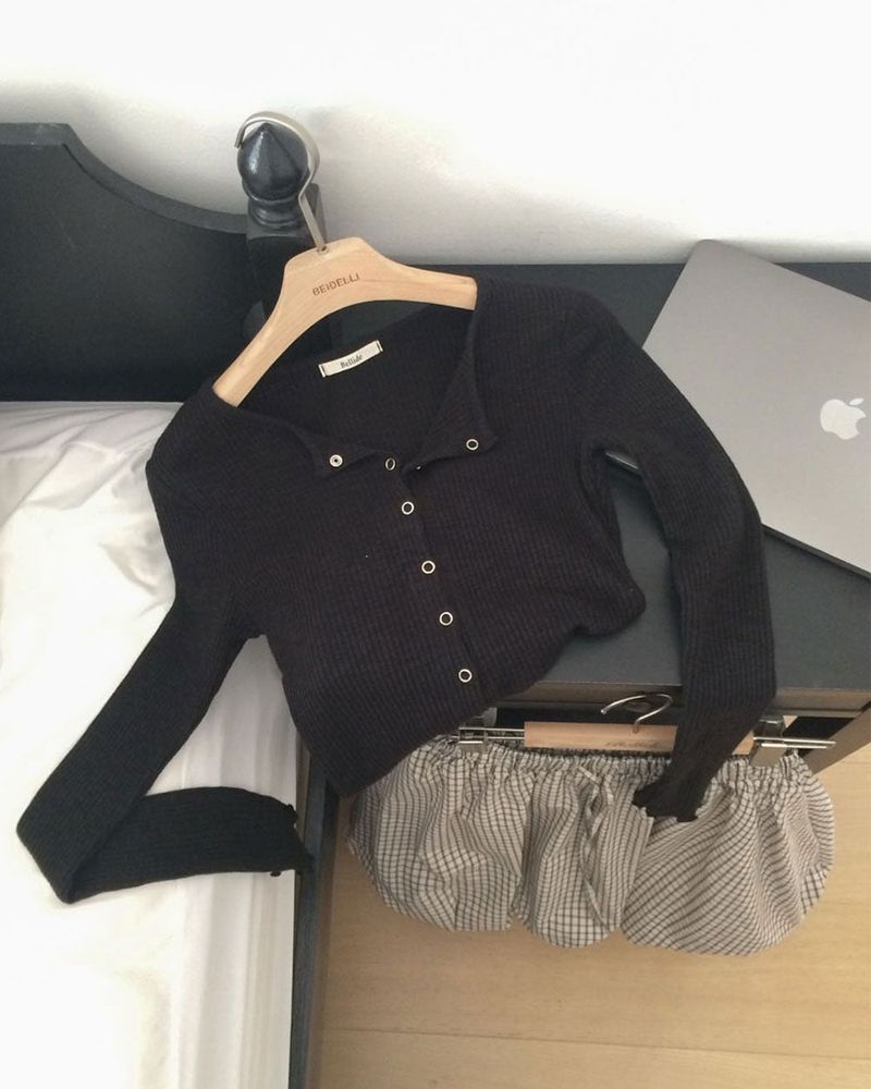 Slim Button Long Sleeve Cardigan