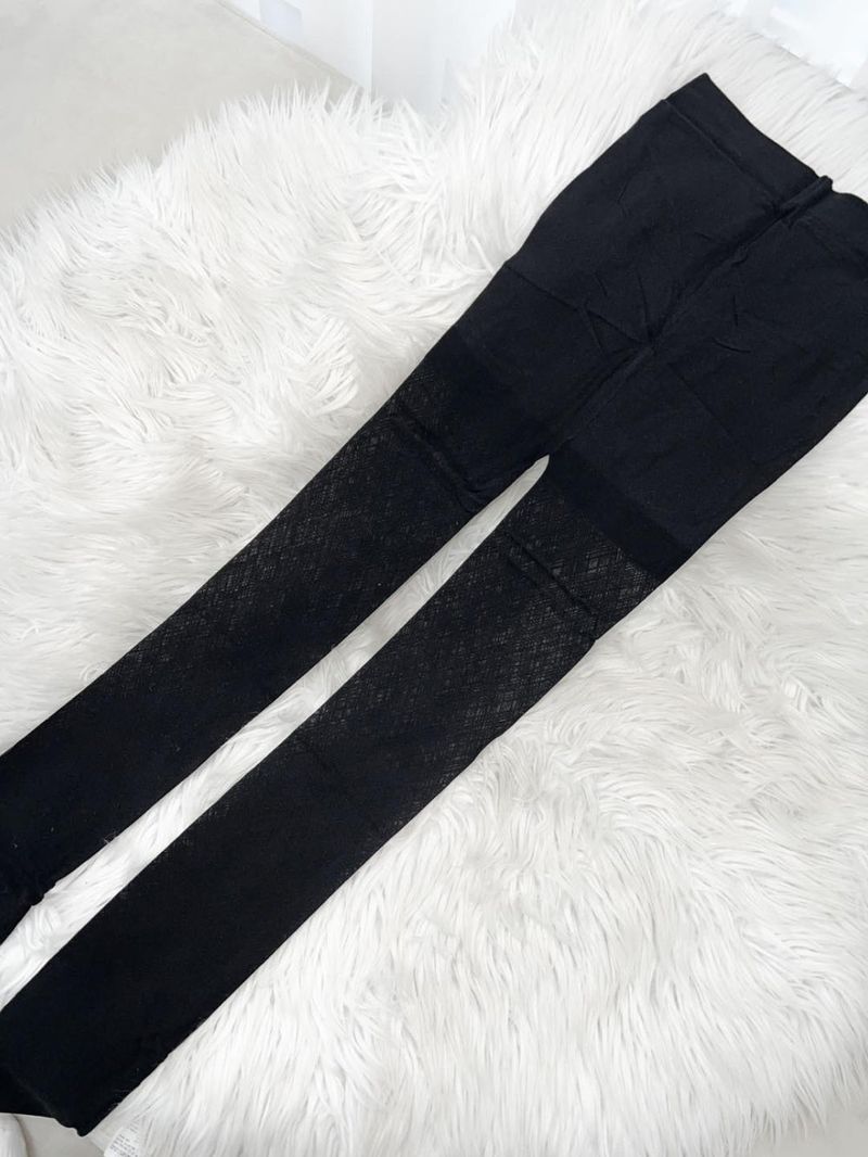 Y2Kチェックパターンシースルーバックストッキング (Black)