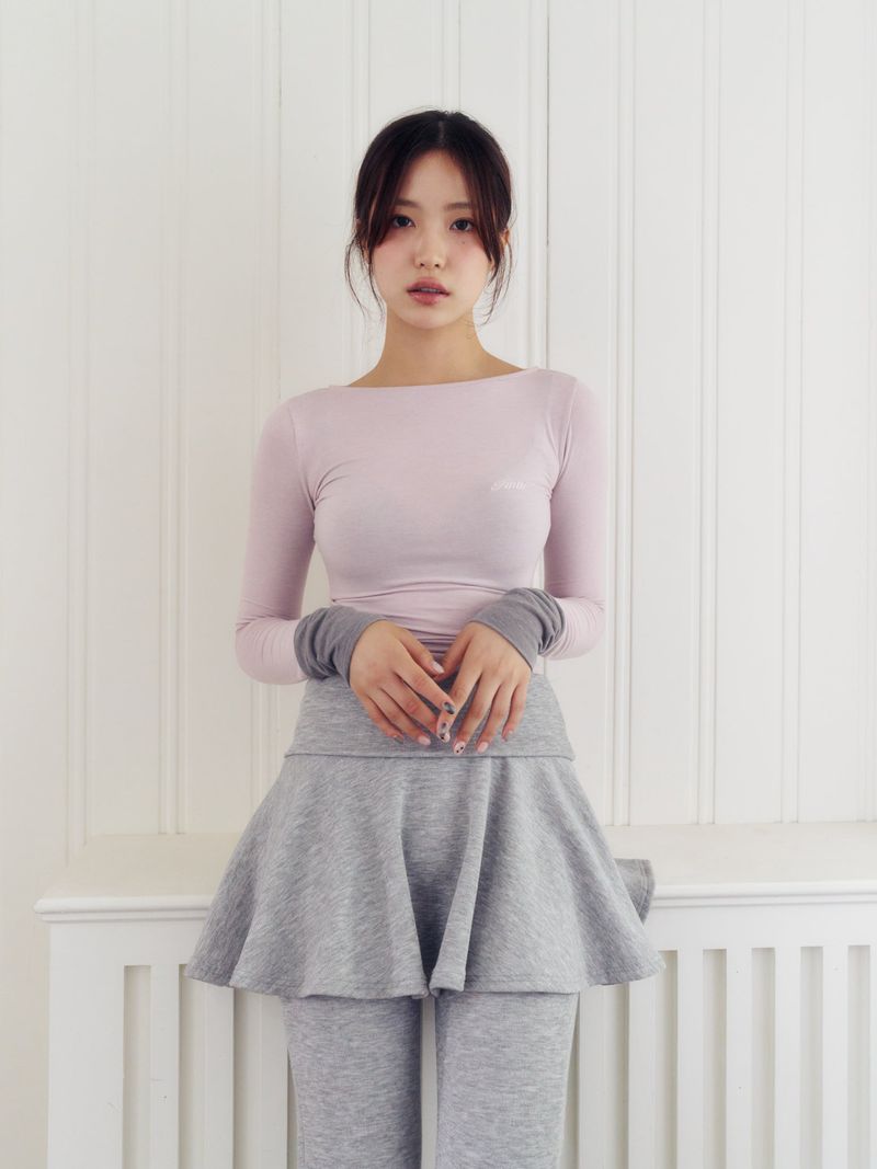 Knit mini flare skirt (GREY)