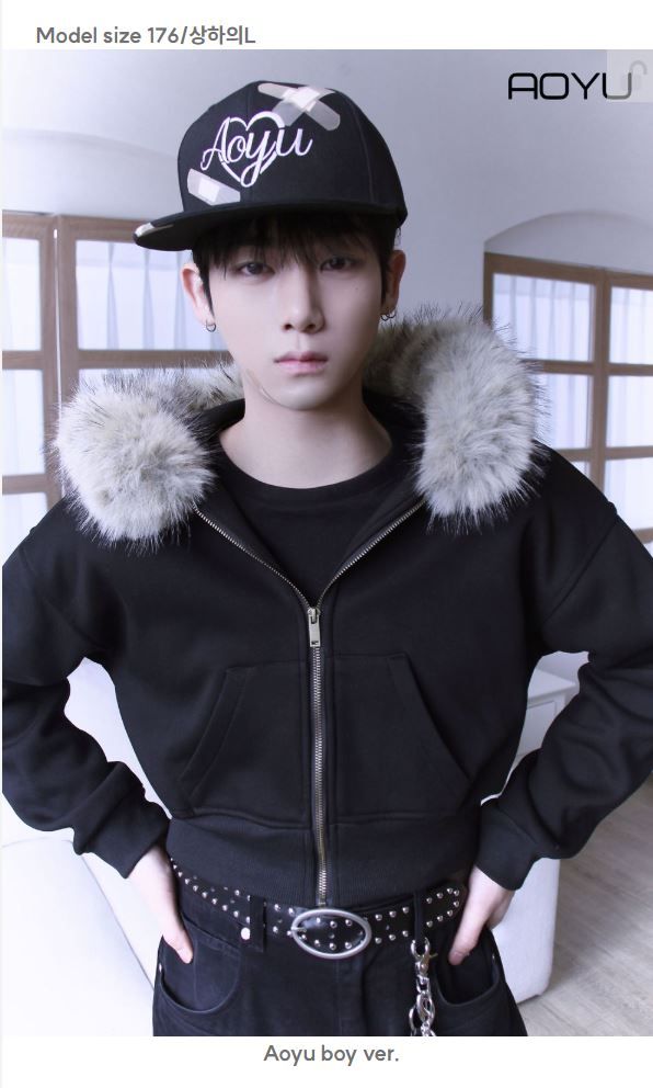 Cropped Fur Hooded Zip-Up (2color)