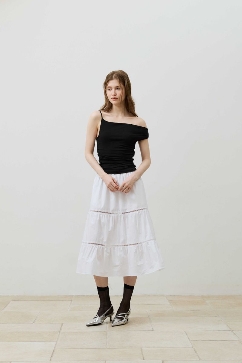  MUSE TIERED MIDI SKIRT / WHITE