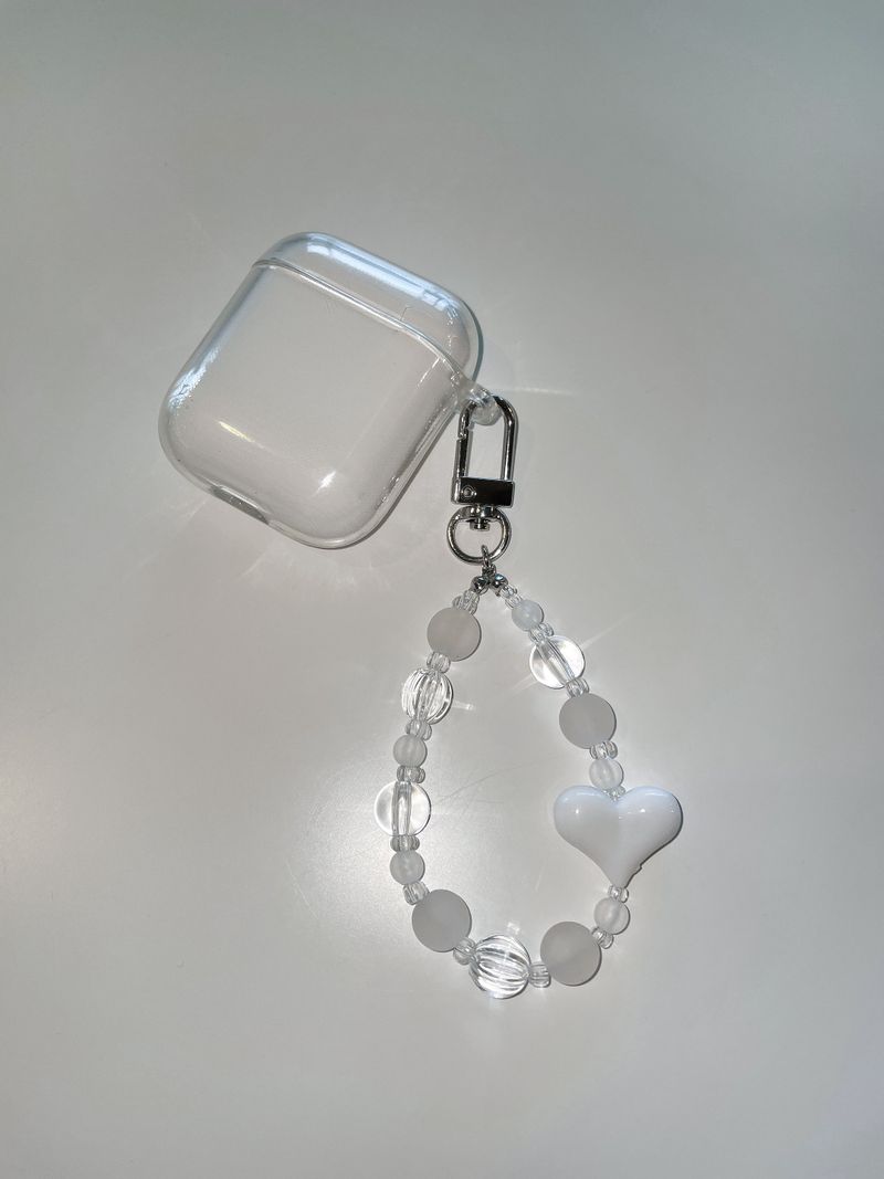 Bold White Heart Beads Key-ring