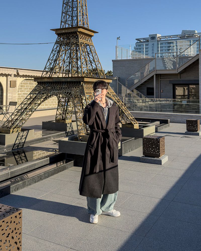 Merry wool knit hood zip-up