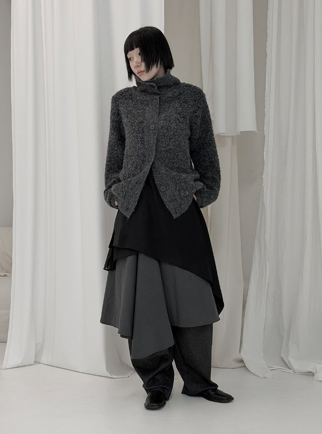 Ketone High Neck Button Cardigan