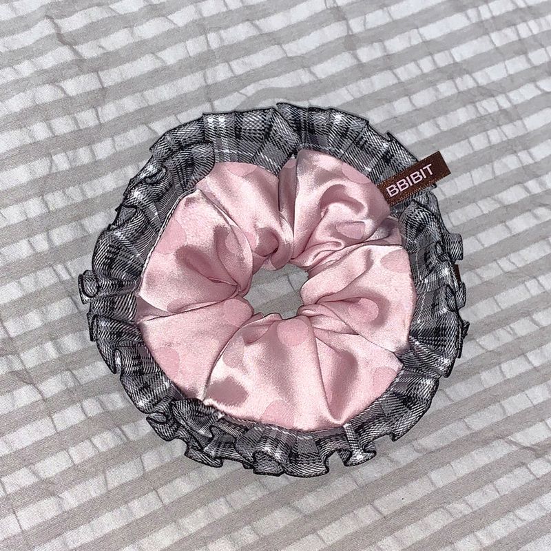 pink rose dot Lace Scrunchies