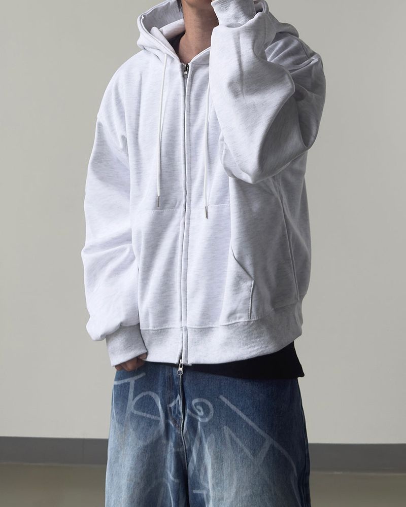 Clean Two-way Crop Hood Zip-up