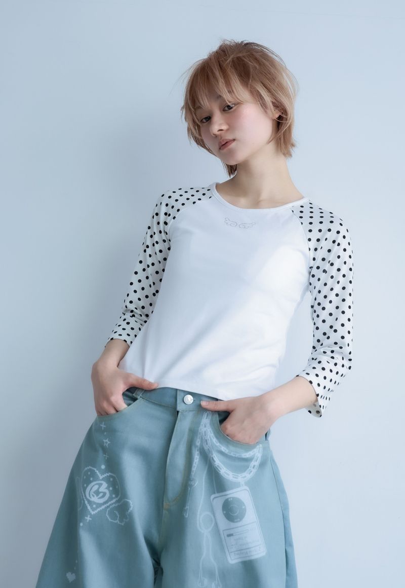 LITALMUTE（リタルミュート）の「dotwing raglanT(white)（Tops）」