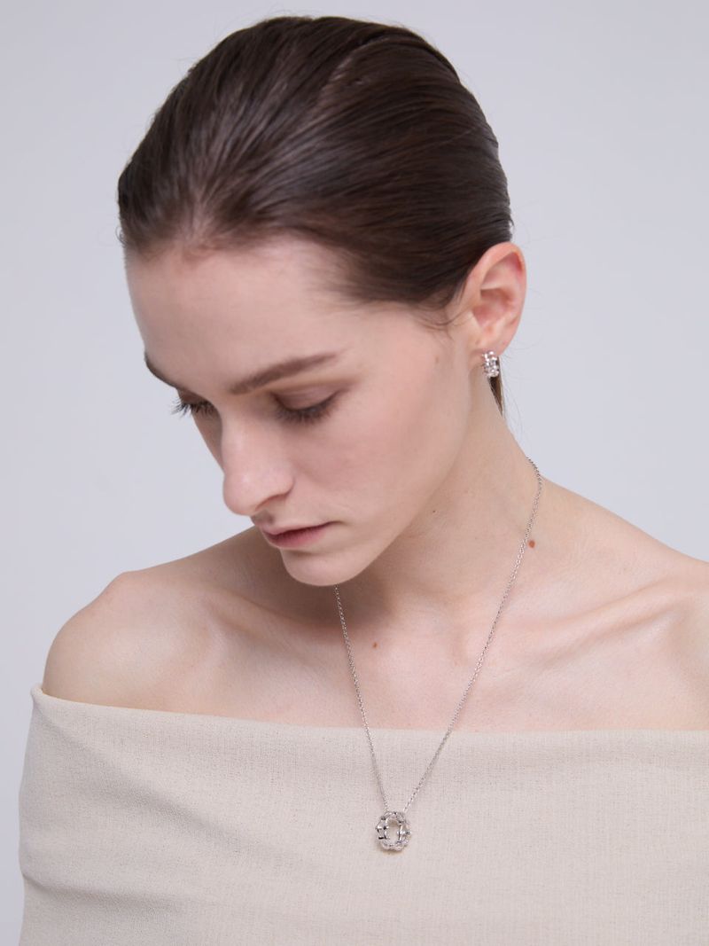 Multi Hash Tag Large Necklace (Silver)