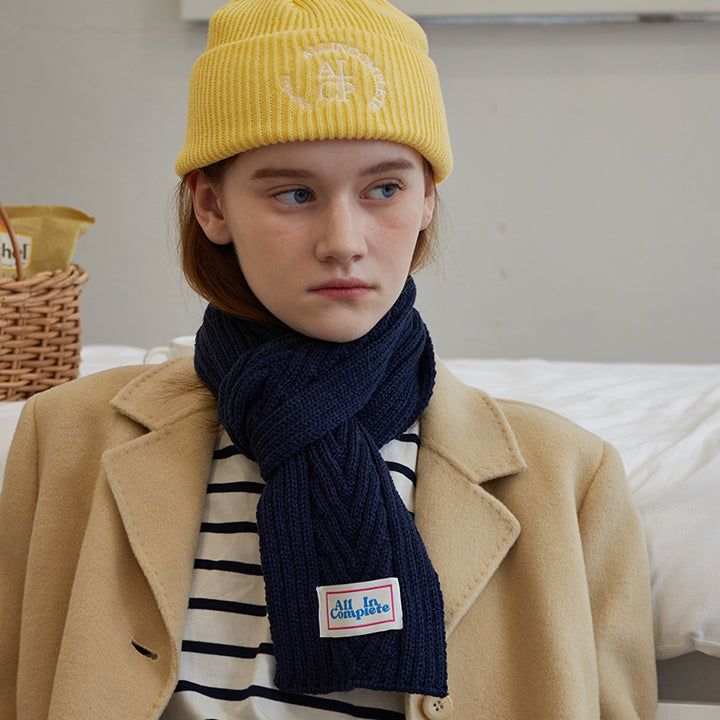 Arrow Knit Mini Muffler (Navy)
