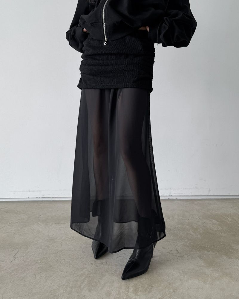 See through shirring skirt