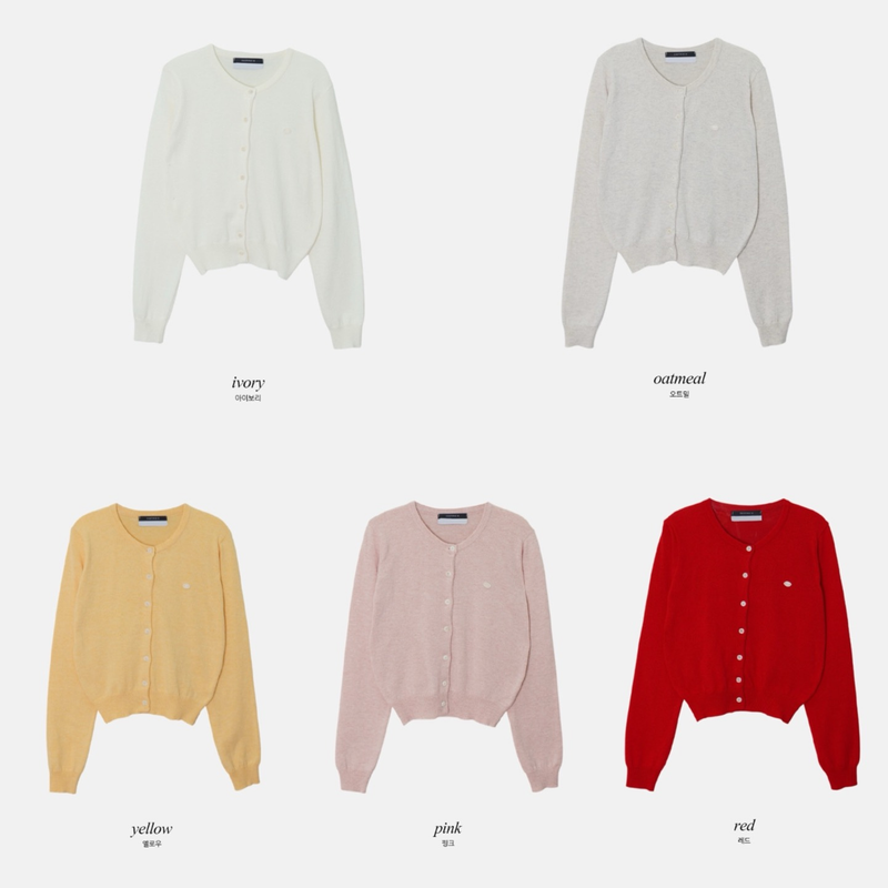 Cashmere Motif Basic Round Knit Cardigan (10color)