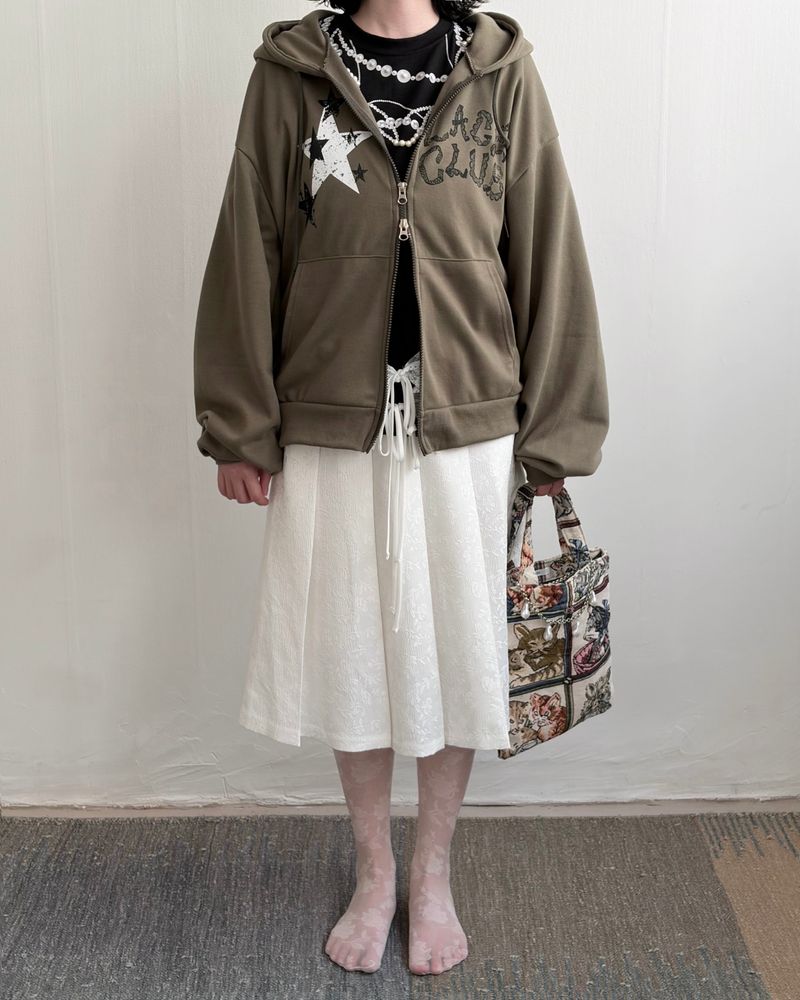 fungus(ファンガス)の「Lace Club Two-way zipper hoodie(Tops)」
