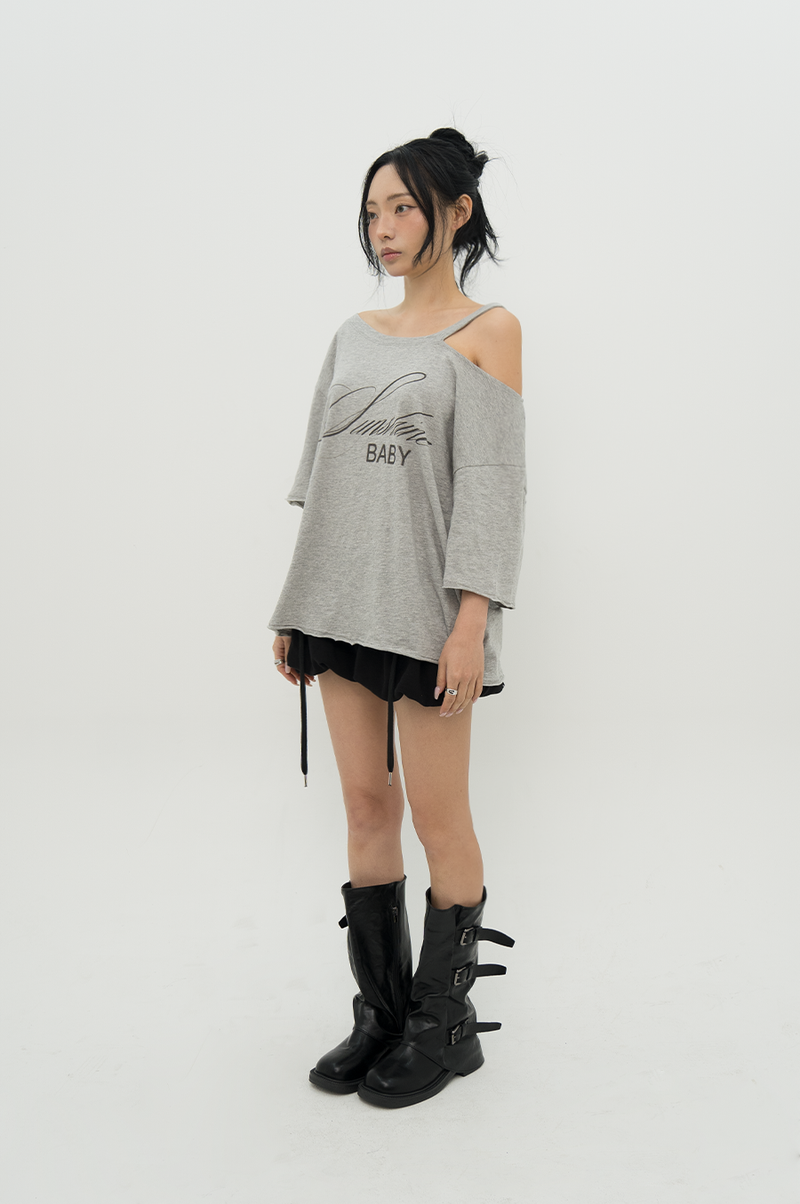SUNSHINE BABY ASYM TEE _ GREY