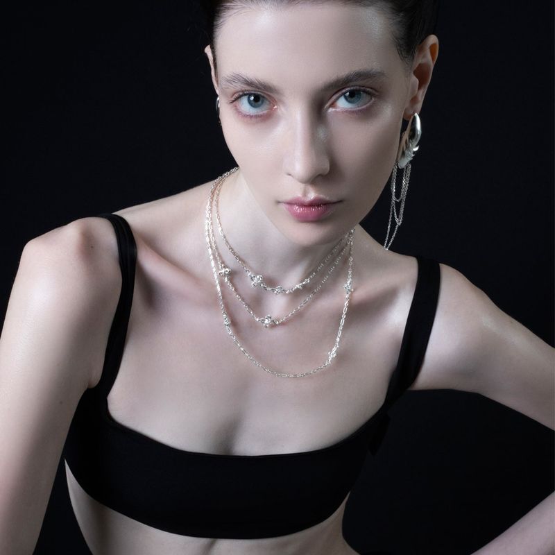 UNIT LONG CHAIN NECKLACE ( silver 925 )
