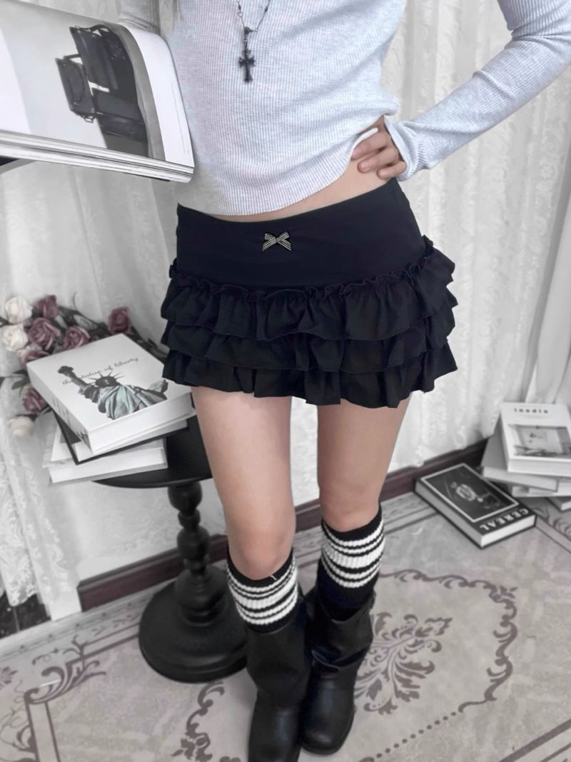 Black Bow Tiered Skirt