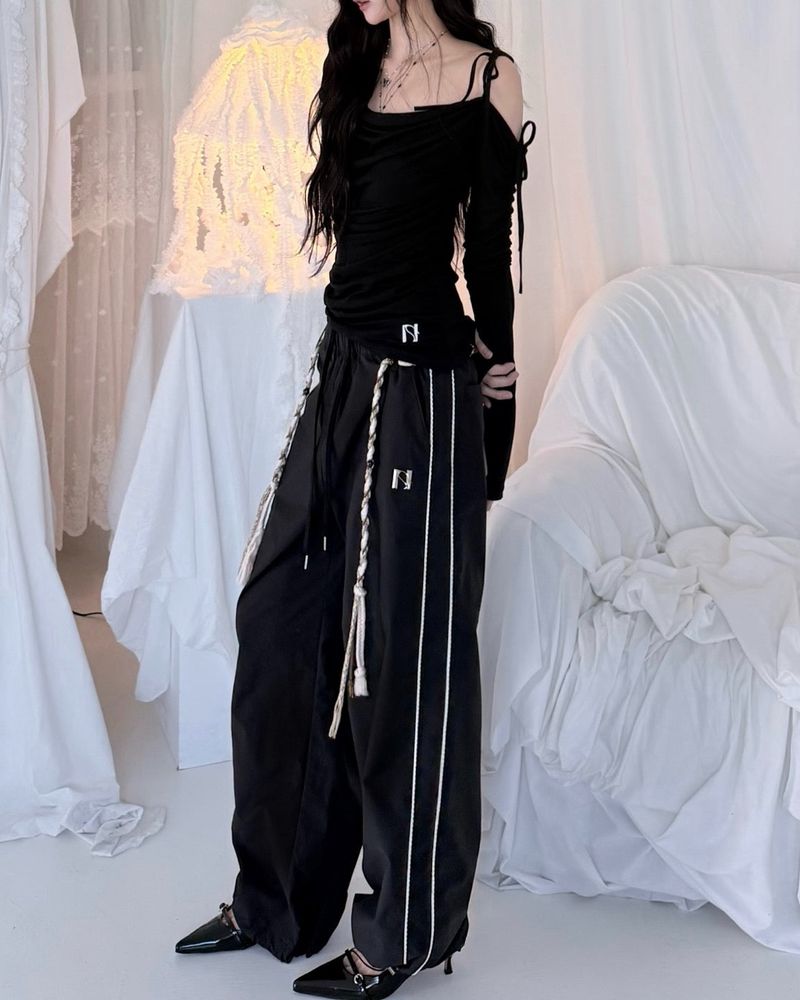 Cats Draping One-Shoulder Top