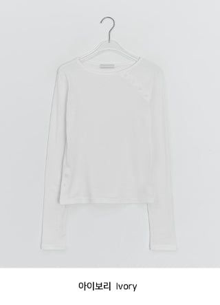 カニットダイアゴナルボタンラウンド長袖Tシャツ