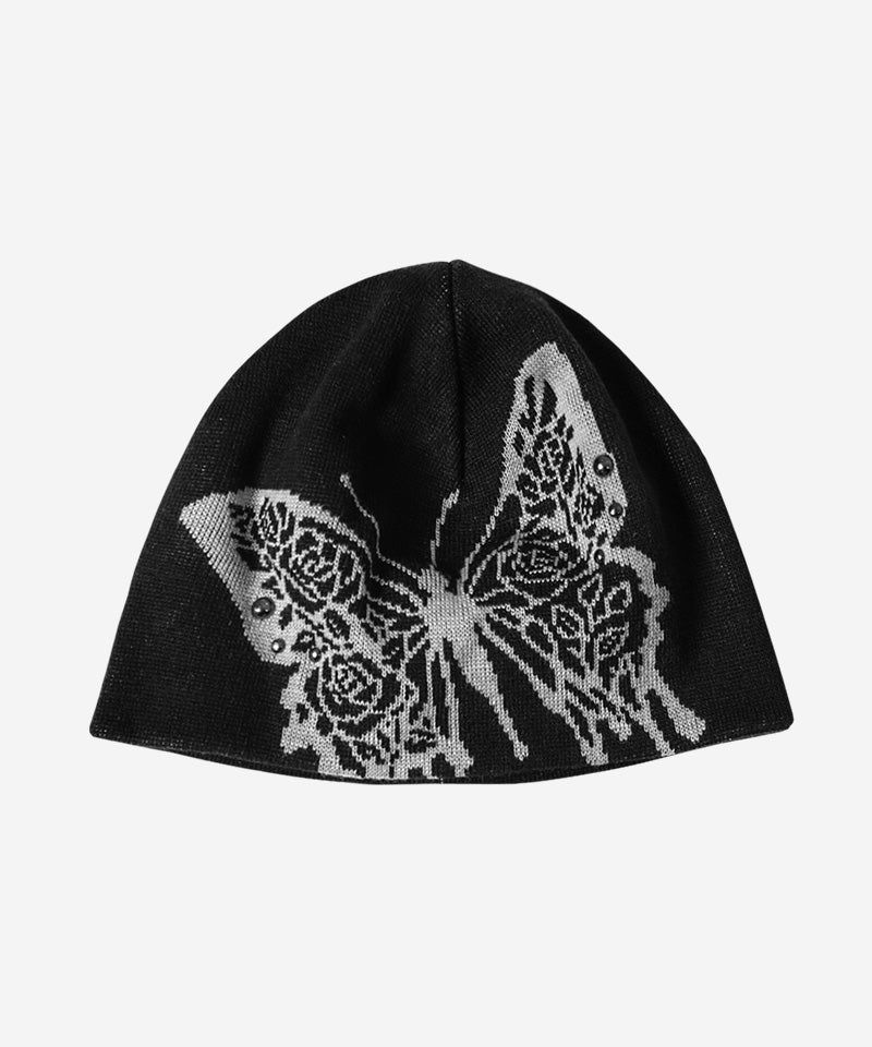 ROSE BUTTERFLY BEANIE #BLACK