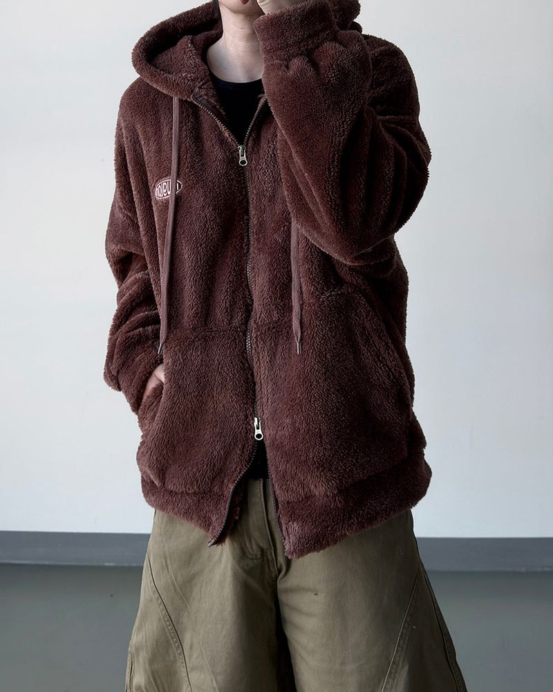 Perrin Fleece Shearling Hood Zip-Up