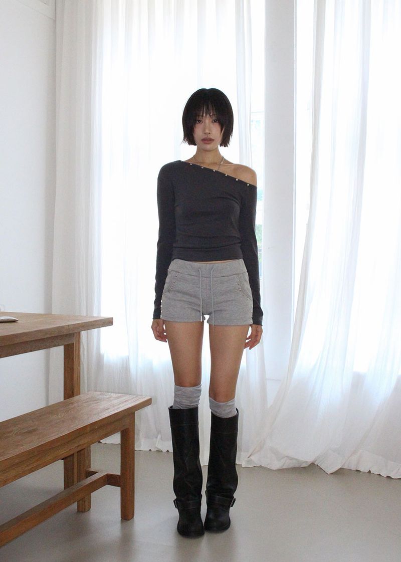 SQUARE STUD MINI SHORTS