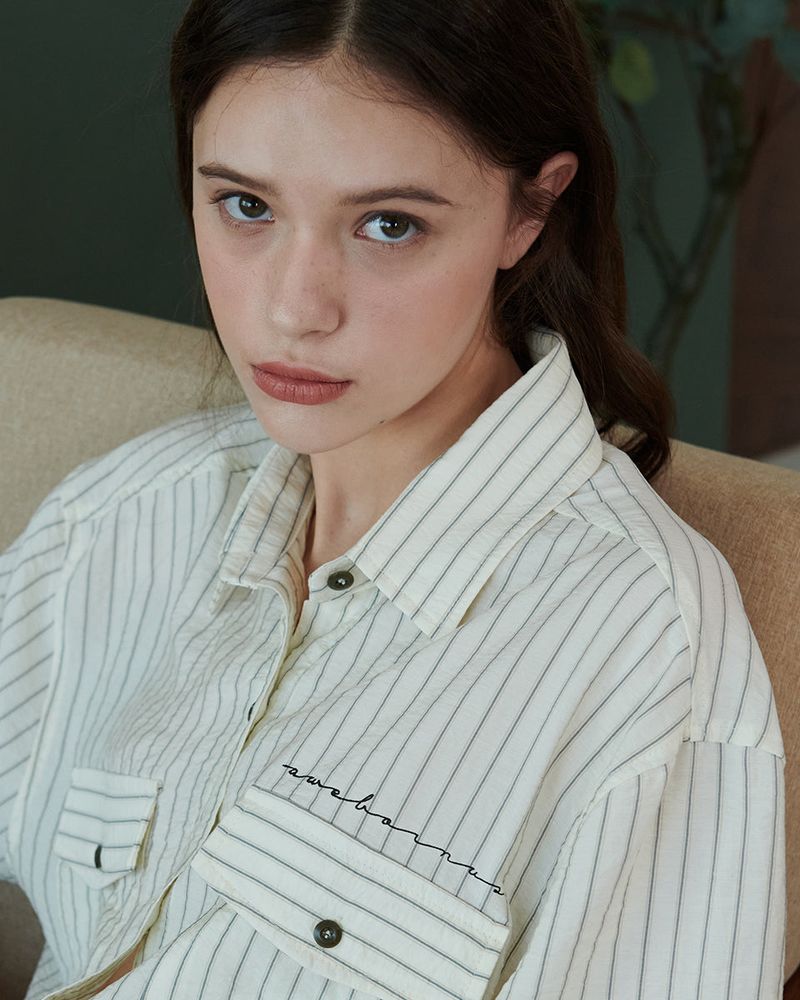 STRIPE POCKET SHIRT [IVORY]