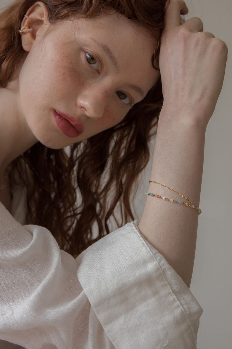 [2way] Pastel candy chain 925 silver bracelet