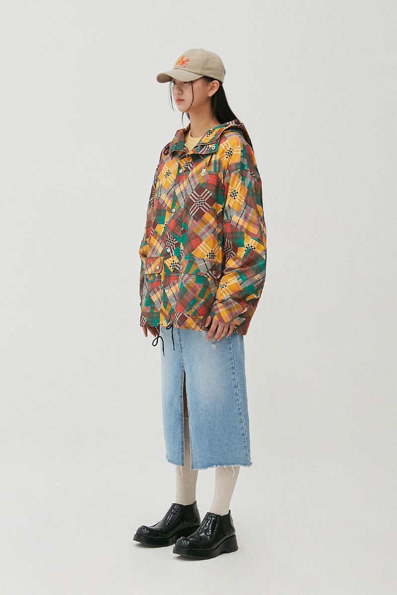 Multi Check Wind Jacket_Green Check
