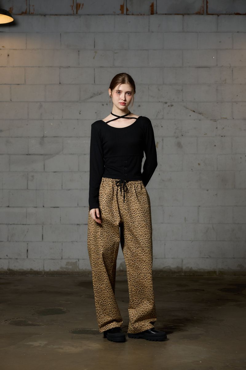 LEOPARD WIDE PANTS / BEIGE