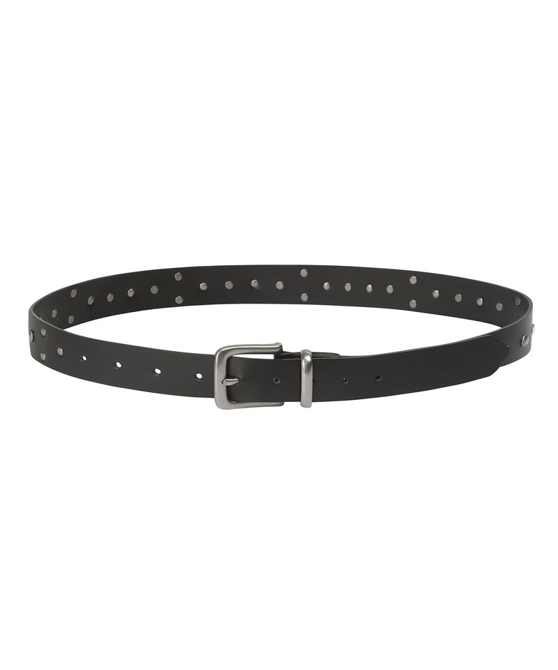 Leather Stud Eyelet Belt - BLACK