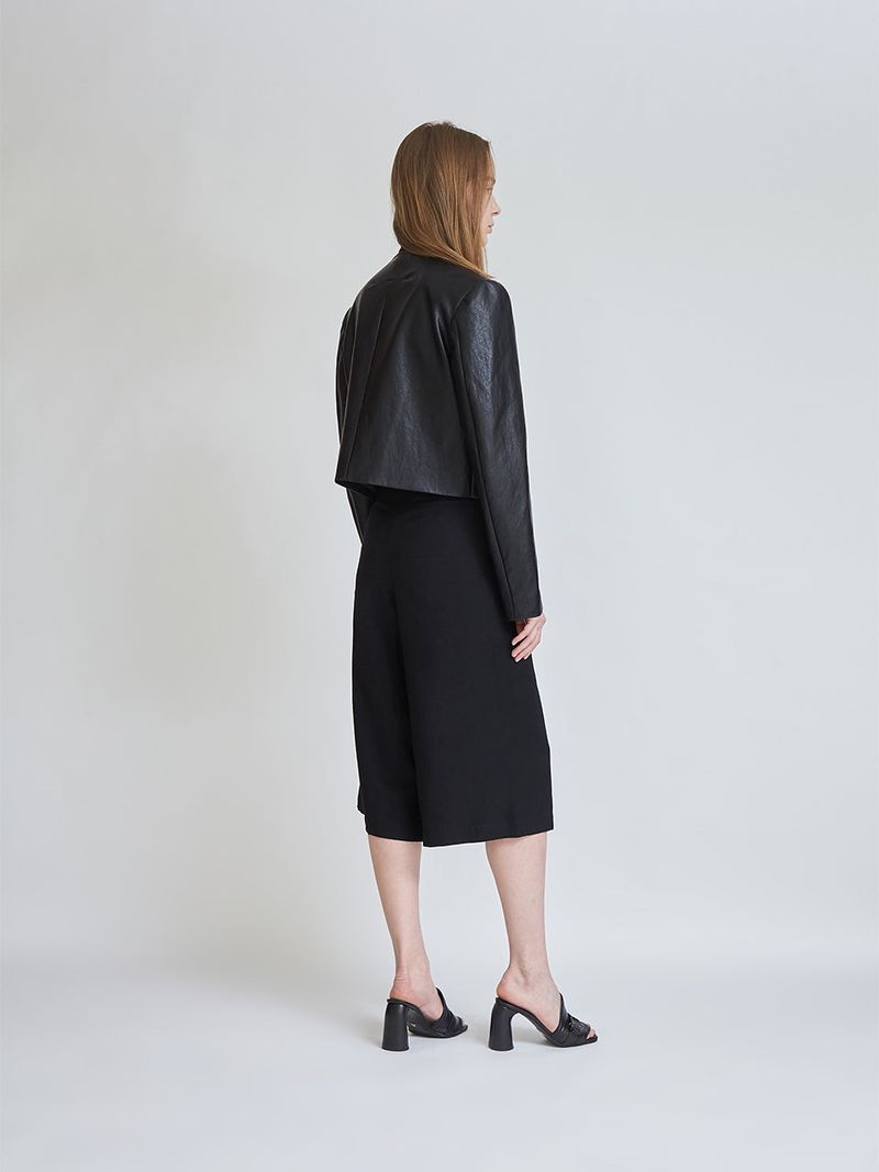 FAUX LEATHER NON COLLAR JACKET