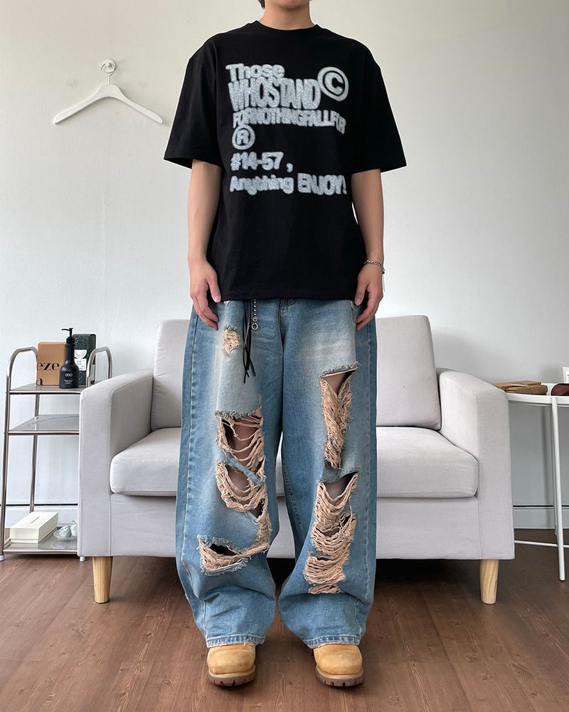 Damage Washing Denim Pants
