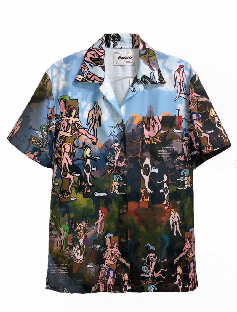 WooLeeX(ウーリーエックス)の「World' Print Short-Sleeves Shirt (Large+Darker Sleeves Pattern)(Tops)」