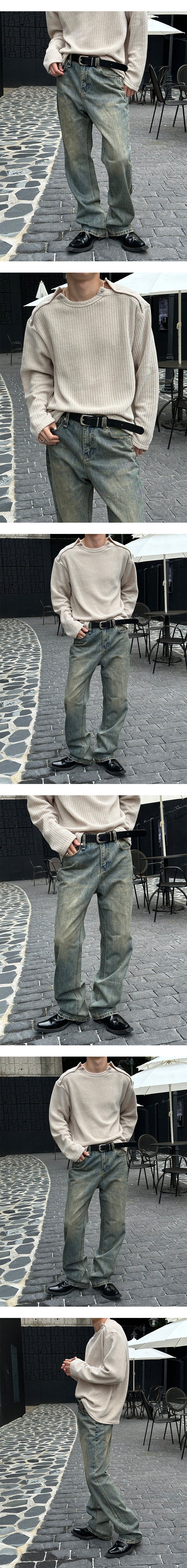  [Unisex] Double shoulder button knit(4color)