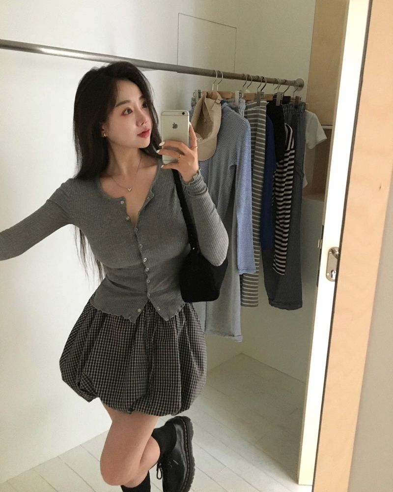 Slim Button Long Sleeve Cardigan