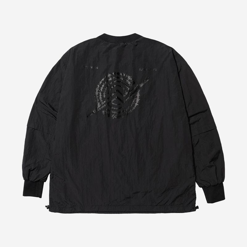 Nylon Zip Pocket Round Shirt - BLACK