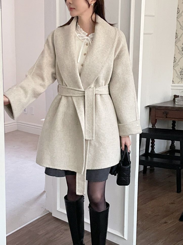 Scott Shawl Collar Wool Handmade Half Coat