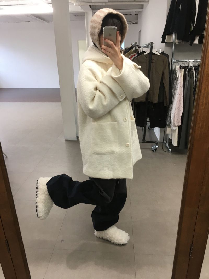 [MD Pick]Fine wool hooded half coat (2color)