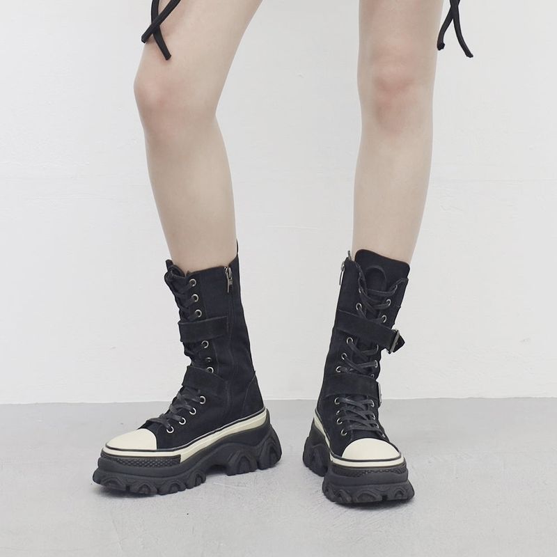 Sola Buckle Suede Middle Boots