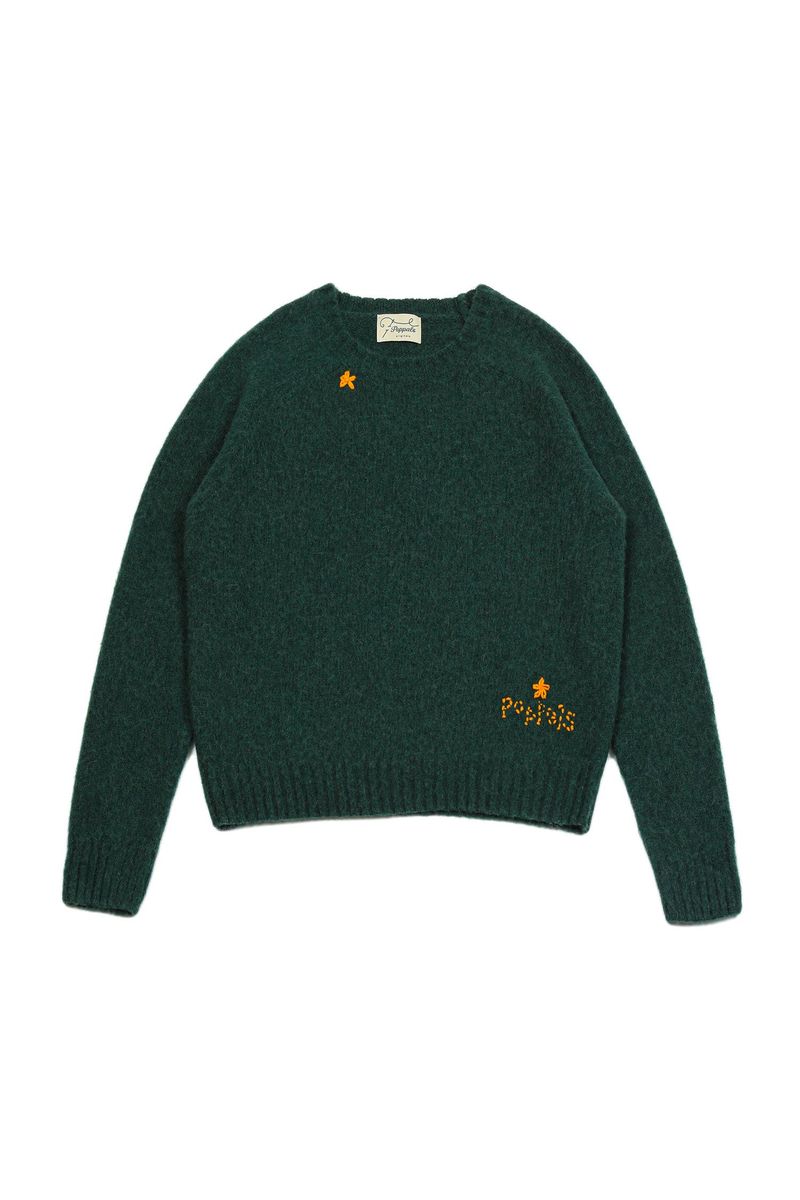 POPPALS（ポップパルズ）の「Lettering Shaggy dog Wool Knit [Deepgreen]（Tops）」