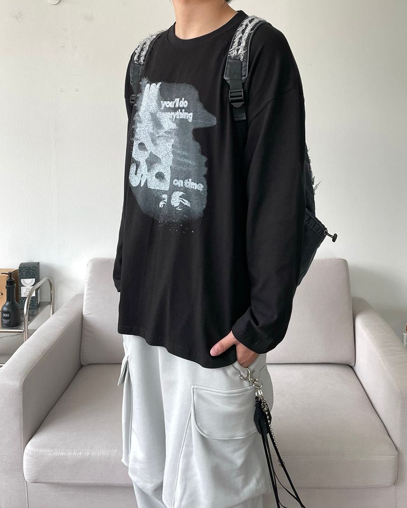 Shadow printed long-sleeved shirt
