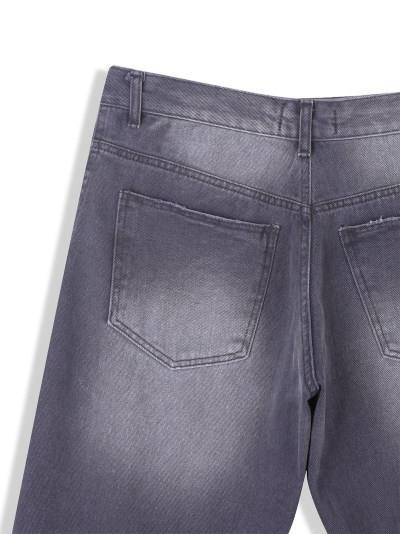 Button-fly wide denim pants