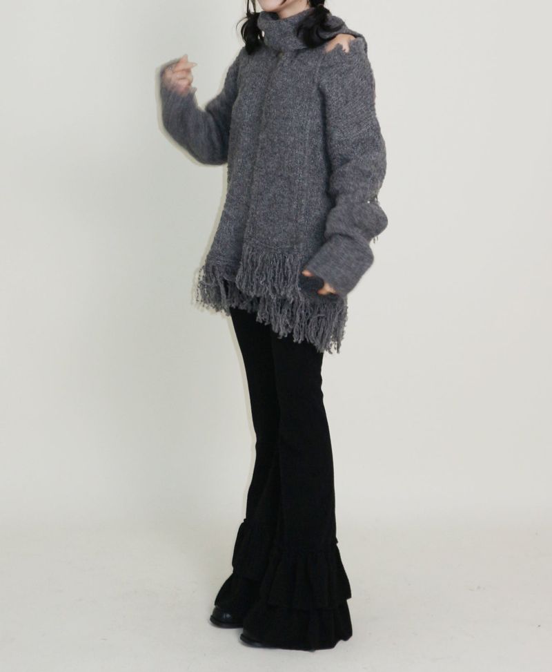 Puddle Demoor Tester Damage Long-Sleeved Knitwear Dress (Muffler Set)