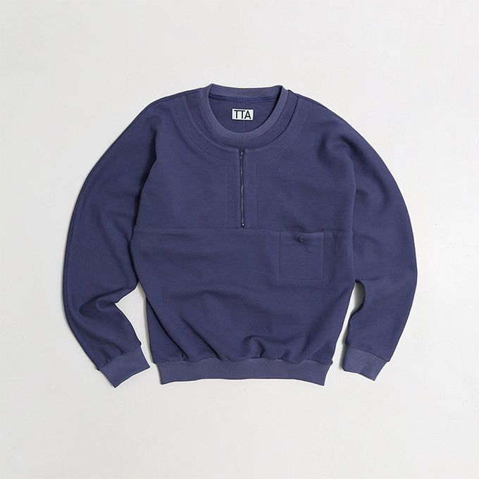HALF ZIP LAYERD SWEATSHIRTS-SHADOW NAVY