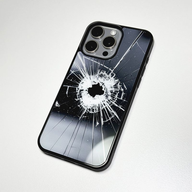 MEMORIESBOUNDARY(メモリーズバウンダリー)の「Cracked Glass Phone Case (Glass_Graphite Black)(Smartphone Accessories)」