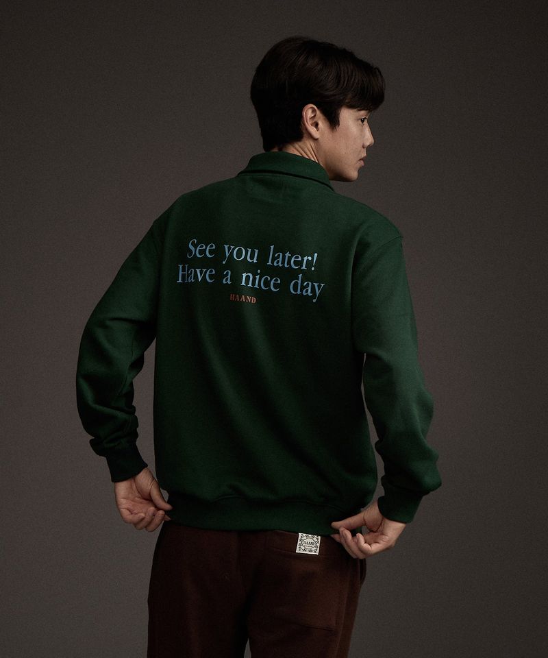 BLUEBIRD HALF ZIP-UP SWEATSHIRT GREEN